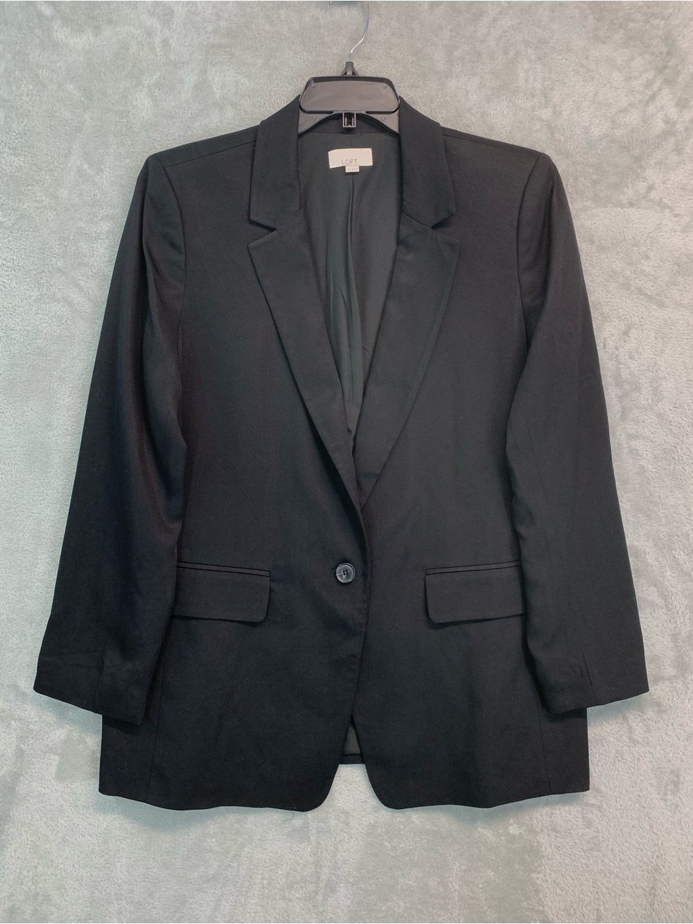 LOFT Black Notch-Lapel Single-Button Blazer Size 12